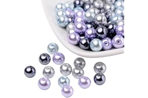 PH PANDAHALL PandaHall 100pcs 8mm Perles Nacrees Perle de Verre Bracelet Perles Rondes pour Bijoux, Couleur Mixte, Trou 1mm