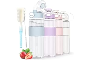 AOHAN Water Bottle with Straw, Sports Water Bottle 1l with Bottle Brush and Sticker, Leakproof Drinks Bottle, BPA Free Clear Water Bottle Ideal for Running Gym School Office and Outdoor Activity