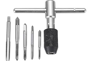 Keltra Tapping Set,Metric Machine Tap Adjustable T-Handle Taps Wrench Holder Thread Bits Chuck Tool,Threads Plug M3 M4 M5 M6 M8 Screw Threading Spiral Drill Woodworking for Metal Plastic Wood