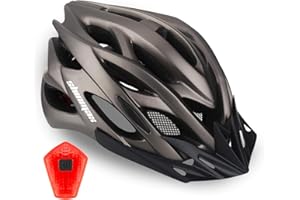 Shinmax Casque Velo Homme Femme Casque Vélo avec LED Lampe de Sécurité Protection Casque VTT et VTC avec Visière Amovible pour Adultes Casque Cyclisme pour Montagne Route Réglable Taille