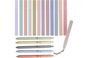 AIVORO 12 Pièces Surligneur Pastel, Surligneurs Couleurs Assorties, 5 Pièces Stylos Gel Rétractables 0,5 mm, Encre à Séchage Rapide, Écriture Liquide, Fournitures de Bureau (Morandi)