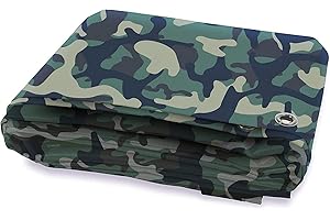 KARAT Camouflage Tarpaulin 100 g/m², Camping Tarp, Outdoor Survival Tarp Ground Sheet, Protective Tarpaulin,Waterproof and Tear-Resistant with Eyelets (1.5 x 6 m)