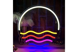PILOYINDE Sunrise Luz de neón Amanecer LED Letrero Decoración de pared Letrero LED personalizado USB Luces de neón para dormitorio Tienda Sala de estar Decoración de pared (12,6 x 12,6 Zoll)