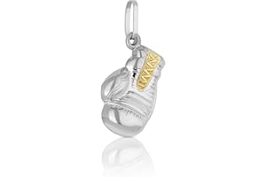 NKlaus Colgante de 2 colores, 16 x 6 mm, plata de ley 925 o oro amarillo 333, colgante de guante de boxeo, estilo deportivo