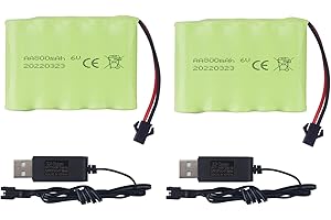 BLLRC 2PCS AA 6.0V 800mAh Rechargeable RC Jouet Voiture Batterie SM2P Prise RC Camion Cascadeur Voiture Pelle Jouet Voiture Batterie et Accessoires câble de Charge USB