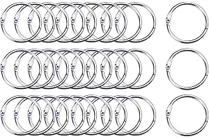 ULWSY Anneaux de reliure à feuilles mobiles, paquet de 30 reliure à ressort en argent nickelé à ouverture de 35 mm pour livrets, porte-clés, fichier de cartes