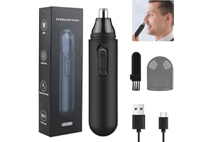 Taglia Peli Naso e Orecchie Professionali Indolore, Beihre Tagliacapelli Naso Testina Rimovibile e Impermeabile, Rasoio Peli Naso Ricaricabile via USB per Sopracciglia e Peli del Viso- Nero