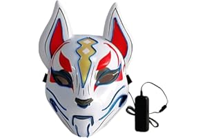 Lixada Máscara completa de 10 colores de zorro, luces de neón, para Halloween, fiesta de disfraces