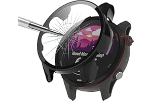 ZoRoll Funda Compatible con Garmin Forerunner 255, Carcasa Protectora de vidrio templado, Cubierta Completa Anti-arañazos PC Duro Cristal Compatible con Garmin Forerunner 255 - Negro