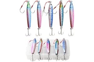 Cricia Fishing jig, 5Pcs 30g/40g Glow Pitch Jigs, Double Assist Hook Fishing Jig Saltwater Jigging Leurres pour Thon, Dogtooth Thon, Yellowtail, Kingfish, Bluefin