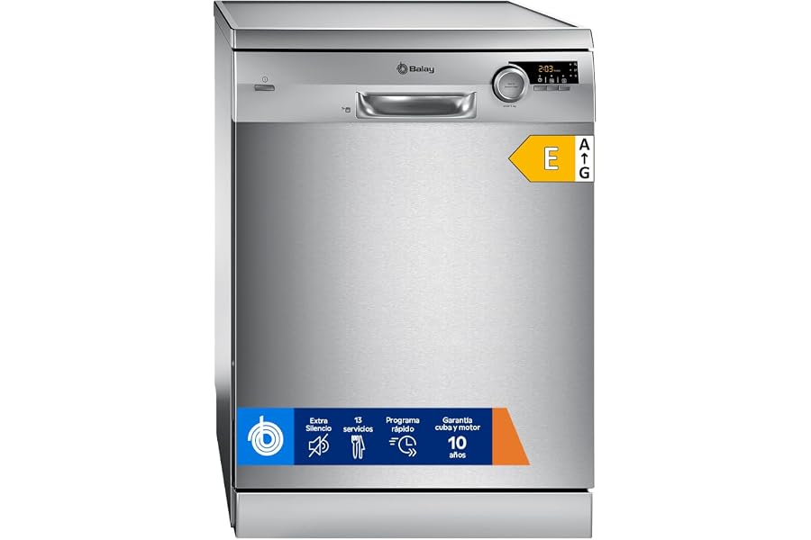 Balay - Lavavajillas, Libre Instalación, 13 Servicios, 60 cm de ancho, Silencioso, Acero Antihuellas, 3VS572IP