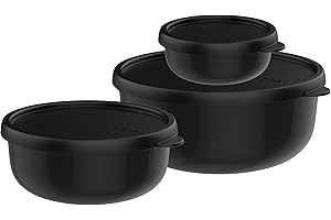 Mepal - Mikrowellengeschirr set 3-teilig Lumina - Frischhaltedosen mit Deckel für Kühlschrank, Gefrierschrank, Dampfgarer & Mikrowelle - Aufbewahrungsbox - 250 + 750 + 1500 ml - Nordic black