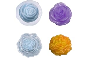 LIANCHEN NOMEY 2 pièces Fleur de Pivoine 3D Exquise Qualité Alimentaire en Silicone Bougie Moule Forme Grande Rose pour à La Cire Soja
