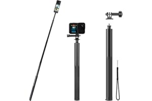 BRDRC 134cm Selfie Stick für Insta360 X5 zubehör, Unsichtbare Selfie-Stab Monopod Ausziehbar Selfiestick für Insta 360 ONE X5, X4, X3, X2, X, mit DJI OSMO Action - inkl. Go Pro Adapter & Handgelenksschlaufe