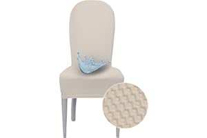 BANZAII TEXTILE INNOVATOR ONLINE Banzaii Coprisedia con Schienale Tondo 4 Pezzi Impermeabili, Antimacchia, Elasticizzati – Vestisedia Seduta e Schienale Tondo per Cucina, Sala da Pranzo, Ristorante – Beige, Made in Italy