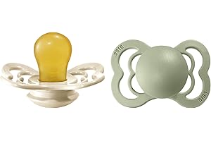 BIBS Supreme Schnuller 2er-Pack, BPA-frei, Symmetrischer Nippel. Naturkautschuk/Latex, Hergestellt in Dänemark. 0-6 Monate (2er Pack), Ivory/Sage