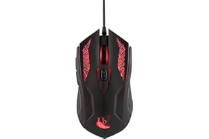 Konix Drakkar Ratón gaming con cable Shaman para PC - 6 botones - Conexión USB - Retroiluminación LED - Negro y rojo