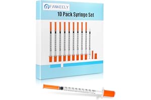 FANKEELY 10 Pack 1ml 30G 8mm Lab Syringes with Needle, Multi-purpose Individually Sealed Plastic Precision-Graduated Disposable Syringes for Laboratory, Research & Pet Feeding