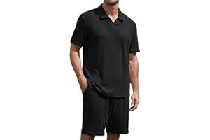 Anelune Trainingsanzug Herren Sommer Sportanzug Herren 2 Teiliges Kurzarm T-Shirts Kurze Hose Freizeitanzug für Jeden Tag