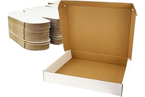 Giftgarden Caja de Cartón Kraft 33x25.4x5.1 cm, Color Blanco, Cajitas de Carton Corrugado para Envíos, 25 Unidades