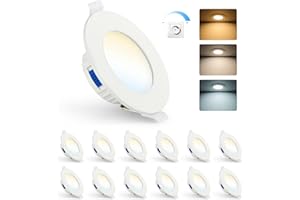 Gr4tec Spot LED Encastrable Dimmable, 4W LED Spot Salle de Bain Blanc Chaud 3000K Blan Neutre 4000K Blanc Froid 6500K, IP44 Spots de Plafond Extra Plat pour Cuisine Salon, Trou 65-85mm, Lot de 12