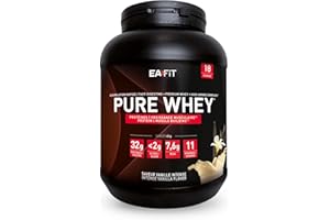 EAFIT | Pure Whey | Pour la Prise de Muscle et le Fitness | Homme et Femme | 32g de Protéines + 7,6g de BCAA + 11 Vitamines par Shaker | Assimilation Rapide | Vanille Intense 750g