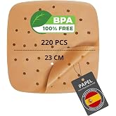 200/220 Pieces Air Fryer Paper 20-24 cm BPA Free | Air Fryer Accessories in Square and Flat Format | Compatible for 5-7 Litre