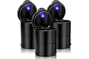 Chingde Cendrier Voiture, Lampe Led Entièrement Automatique, étanche, Ignifuge, Résistant Aux Hautes Températures, Amovible, Grande Capacité (3 Pièces)