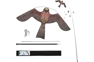 Flyonte Teleskopowy odstraszacz ptaków w stylu A latawiec z wysuwanym drążkiem 4 m odstraszacz ptaków latawiec do ogrodu, podwórka, trawnika, farmy i pola