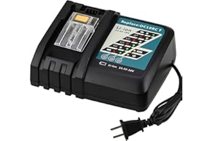 通用 FUNMALL DC18RCT de Repuesto para Makita Cargador rápido para Cargador de 14,4 V-18 V 7A Compatible con BL1850B BL1845 BL1840B BL1840 BL1835 BL1830B BL1830 18 V batería con indicador LED