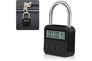 ‎AOREUN Aoreun Digitale Zeitschloss, Smart Time Lock mit LCD-Display, Wiederaufladbares USB Sicherheits Vorhängeschloss, Smart Zeitschloss Metall Timer für Verhindere Schlechte Gewohnheiten (Schwarz)
