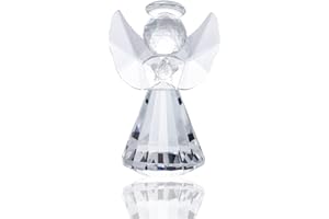 MOVDYKA Crystal Guardian Angel Collectible Ornaments, Glass Angel Figurine Decor for Home, Handmade Praying Christmas Memorial Sympathy Keepsake Gifts for Women (Clear)