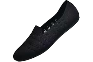 Puxowe Damen Ballerina Flache Schuhe Runde Zehe Strick Kleid Schuhe Niedriger Keil Slip On Ballerina Walking Flats Schuhe für Frauen Bequem Weich