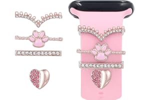 EUYKQNOI 4 Piezas Anillos Decorativos para Reloj 21mm Decorativo Charms para Correa Watch Correa Metal Charms Accesorios Decoración de Diamantes con Purpurina Abalorios Correa Reloj para Silicona Corr