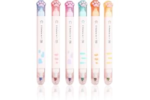 NYGGTYK Lot de 6 surligneurs Kawaii - Fournitures scolaires - Marqueurs à double extrémité - Surligneurs en forme d'animal - Surligneurs en forme de chat - Idéal pour le bureau, les fournitures de