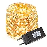 LE Cadena de luces LED 10m, alambre de cobre impermeable, 100 LED blanco cálido, guirnalda de luces, decoración para navidad, fiestas, bodas, jardines, festivales