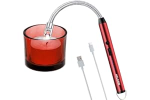 HELESIN Electric Lighter Rechargeable, Candle Lighter with 11cm Flexible Neck, USB Lighter with Hook, Windproof and Flameless Arc Lighter for Candle, Fireworks, Barbecue, Gas Stove (Red)