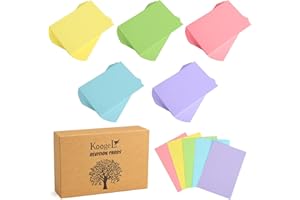 Koogel Coloured Blank Index Cards, A6 Flash Cards 300 PCS Study Notecards Memory Stationery Supplies for Revision Office University Presentation Learning(14.8X 10.5 cm, 5 Farben, 150g/m²)
