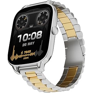 Vibez Majestic Luxury Smartwatch for Women & Men - Stainless Steel Strap, 1.83\