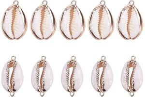 SUNNYCLUE 1 boîte de 10 coquillages de cauris blancs naturels de 2 styles pour fabrication de colliers, bracelets, boucles d'oreilles