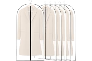 HULAGU 6PCS Housses de Vêtements Anti-poussière avec Zip 120 * 60CM, Housses de Protection Transparentes Etanche pour Costume Manteaux Robes Vestes Chemises