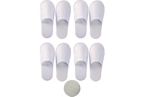 Bavooty Kapcie hotelowe, kapcie hotelowe, kapcie hotelowe, jednorazowe buty, kapcie gościnne, 4 pary, białe kapcie, dla kobiet i mężczyzn (rozmiar EU 36-42), 42 EU
