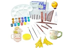 SURPLEX Surple - Juego de Cerámica para Principiantes, Niños y Adultos, Kit de Iniciación con Arcilla de Secado al Aire, Herramientas Incluidas