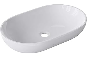 doporro Lavabo sobre encimera 54x34x10.5cm diseño Colossum808 blanco brillante, fabricado en mármol fundido