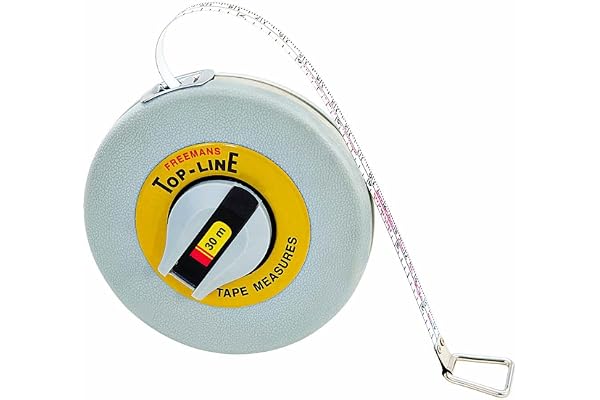 FREEMANS TN30 Top Line 30m:9.5mm Steel Measuring Tape - 30m/100ft Unbreakable ABS Case Stainless Steel Band Dura Coat Tape Blade Stainless Steel Mouth with End Hook