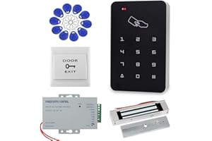 Dongyang Kit de Sistema de Control de Acceso de Puerta con Teclado RFID 180KG Cerradura Magnética + Fuente de Alimentación + 10pcs de llaveros Juego Completo