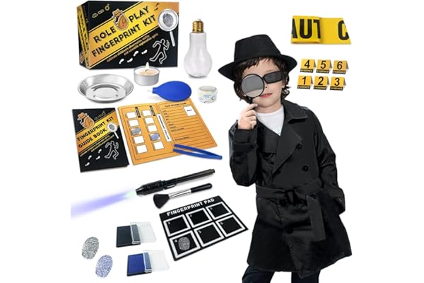 UNGLINGA Kits de détective espionnage pour Enfants Tenue de détective enquête sur Les Empreintes digitales Jeu de rôle Habiller Science Jouets Costume Ensemble d'identification d'agent Secret garçons