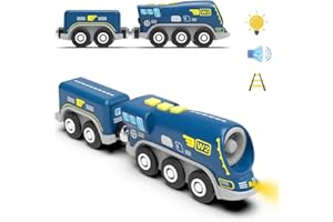 TOPLIVING Ferrovia in legno accessori per ferrovia locomotiva a batteria, potente treno giocattolo per ferrovie, Science Fiction Auto Serie Fit All Brands Railroad