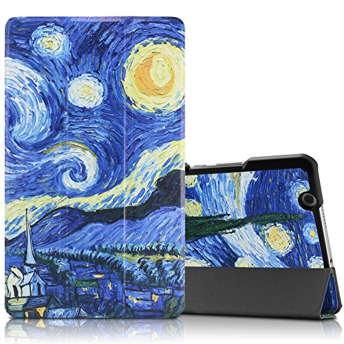 Huawei MediaPad M3 8.4 Hülle, Infiland Ultra Dünn Tri-Fold Smart-Muschel PU Leder Ultra Schlank Superleicht Ständer Smart Shell Cover Schutzhülle Etui Tasche für Huawei MediaPad M3 8.4 Tablet-PC (mit Auto Schlaf / Wach Funktion)(Sterne)