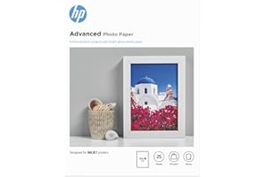 HP Q8696A, 13 x 18 cm Borderless, Advanced Glossy Photo Paper, 250 gsm, 25 Sheets, White
